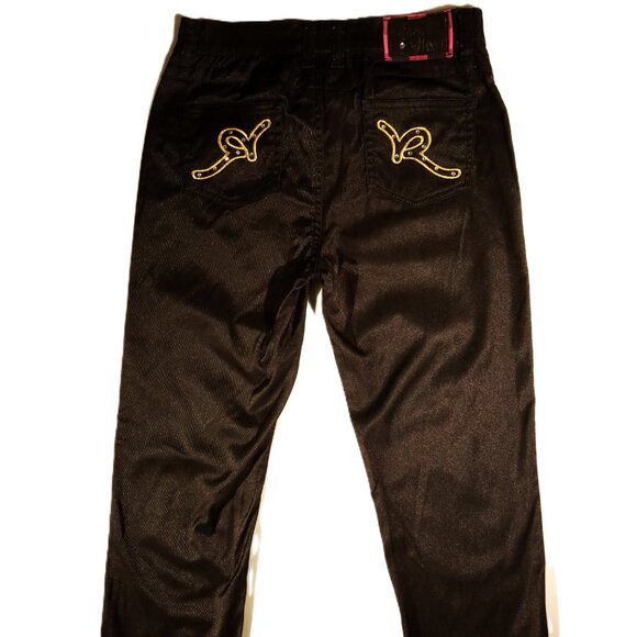 ROCAWEAR JEANS Girls 14 3 Pair Lot 2 Denim 1 Black Metallic Stitch Slim Leg - Picture 9 of 12